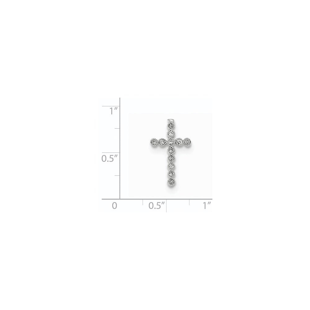 14k White Gold Polished Diamond Cross Chain Slide Pendant