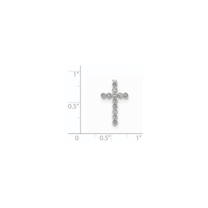 14k White Gold Polished Diamond Cross Chain Slide Pendant