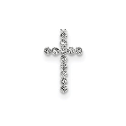 14k White Gold Polished Diamond Cross Chain Slide Pendant