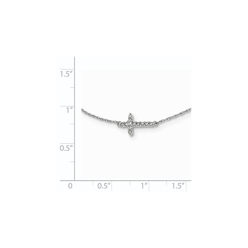 14K White Gold Real Diamond Cross 18in Necklace