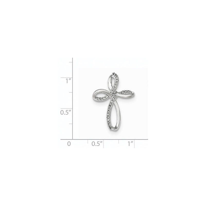 14K White Gold Real Diamond Cross Pendant