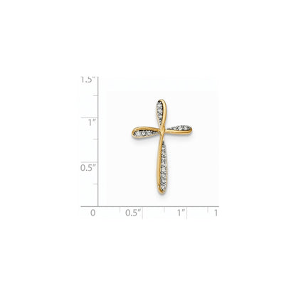 14k Two-Tone Gold Real Diamond Cross Chain Slide