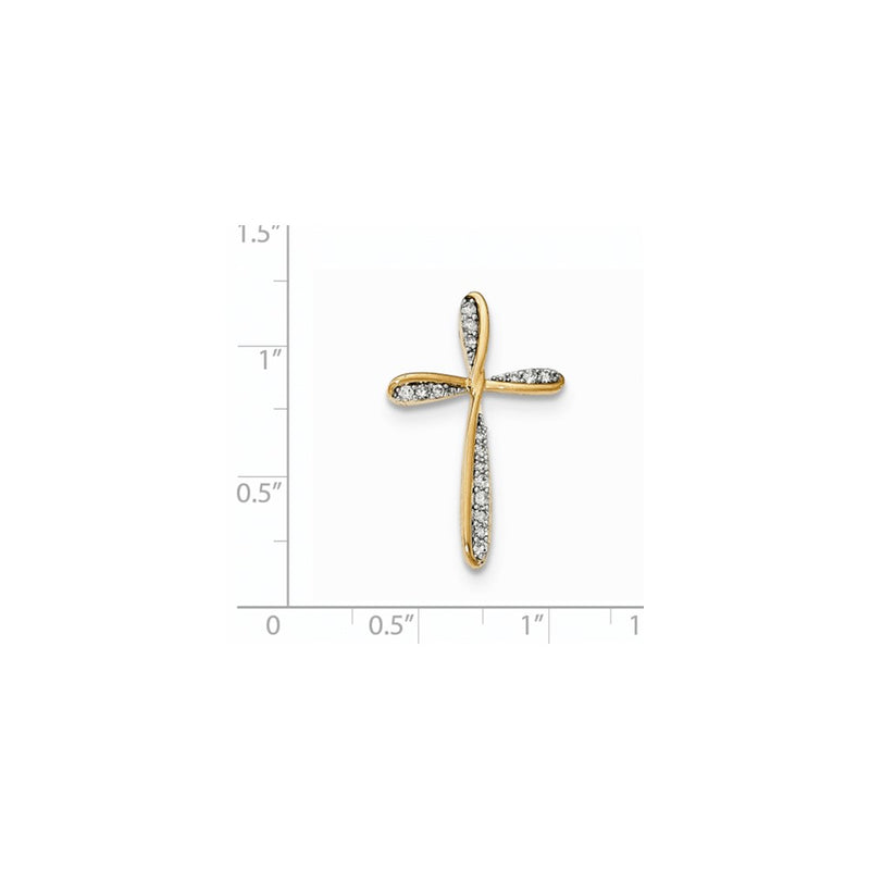 14k Two-Tone Gold Real Diamond Cross Chain Slide
