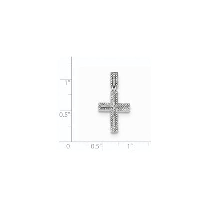 14k White Gold Real Diamond Cross Pendant