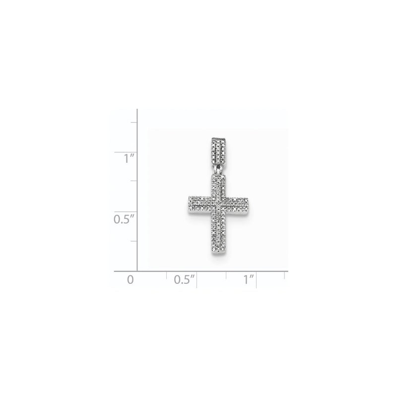 14k White Gold Real Diamond Cross Pendant