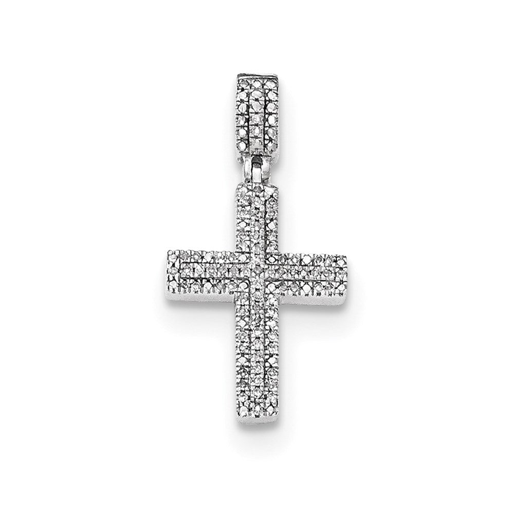 14k White Gold Real Diamond Cross Pendant