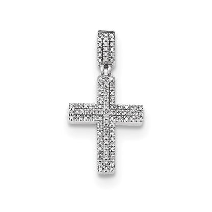 14k White Gold Real Diamond Cross Pendant