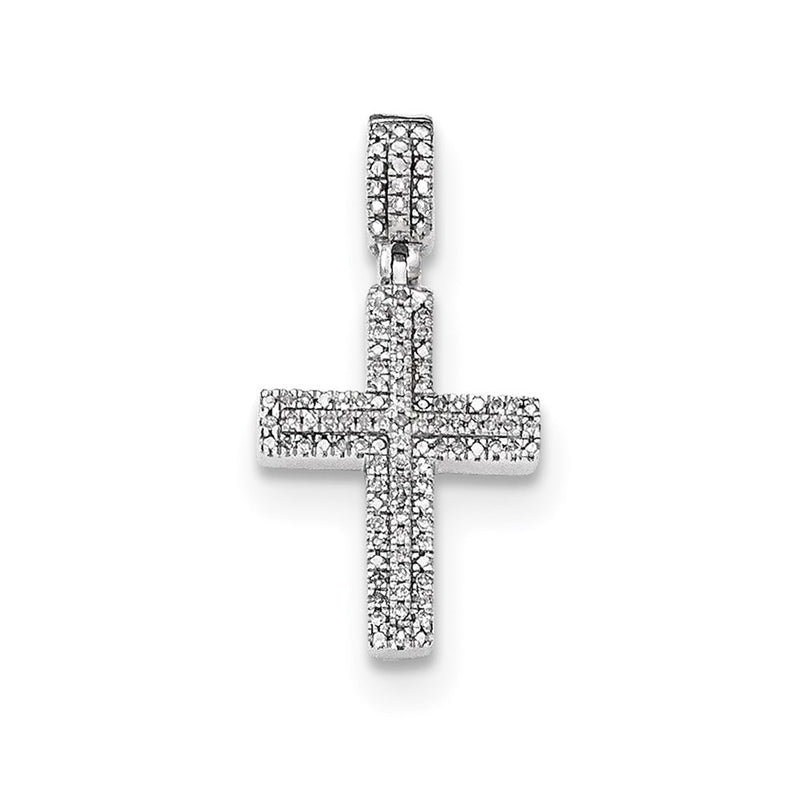 14k White Gold Real Diamond Cross Pendant