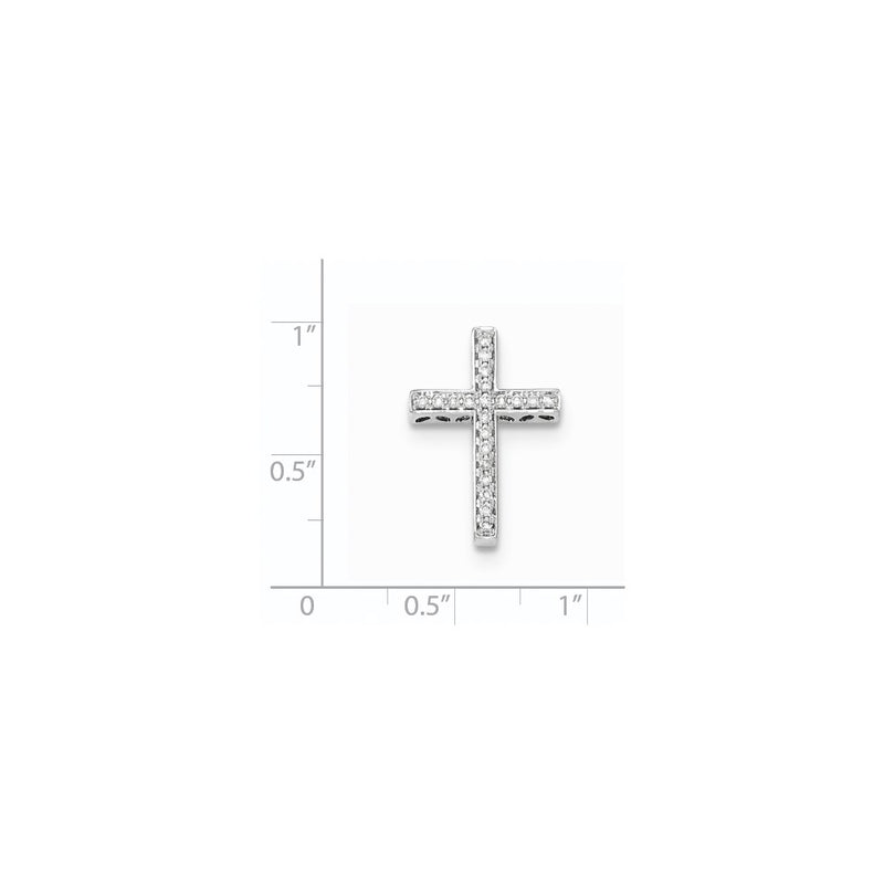 14k White Gold Real Diamond Cross Slide Pendant