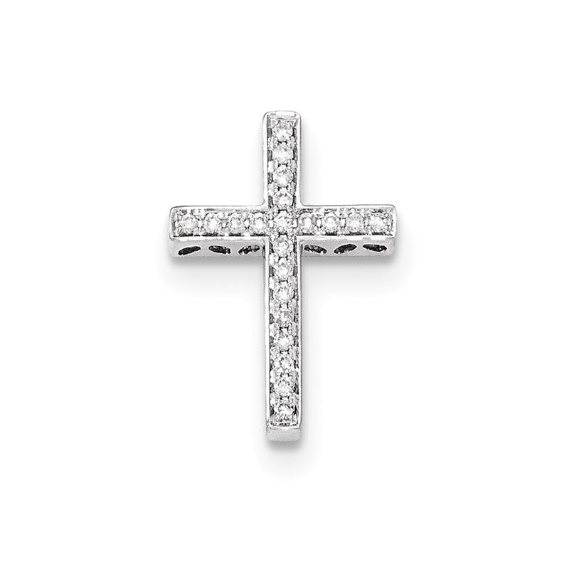 14k White Gold Real Diamond Cross Slide Pendant