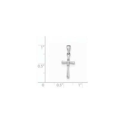 14K White Gold Real Diamond Cross Pendant