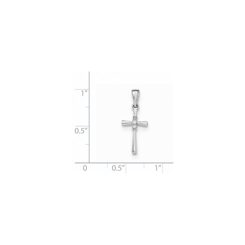 14K White Gold Real Diamond Cross Pendant