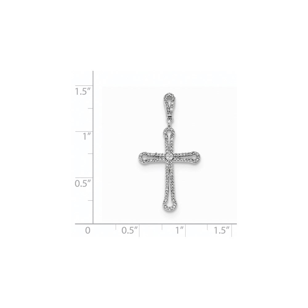 14kt White Gold Polished Diamond Cross Pendant