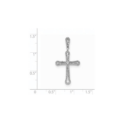 14kt White Gold Polished Diamond Cross Pendant