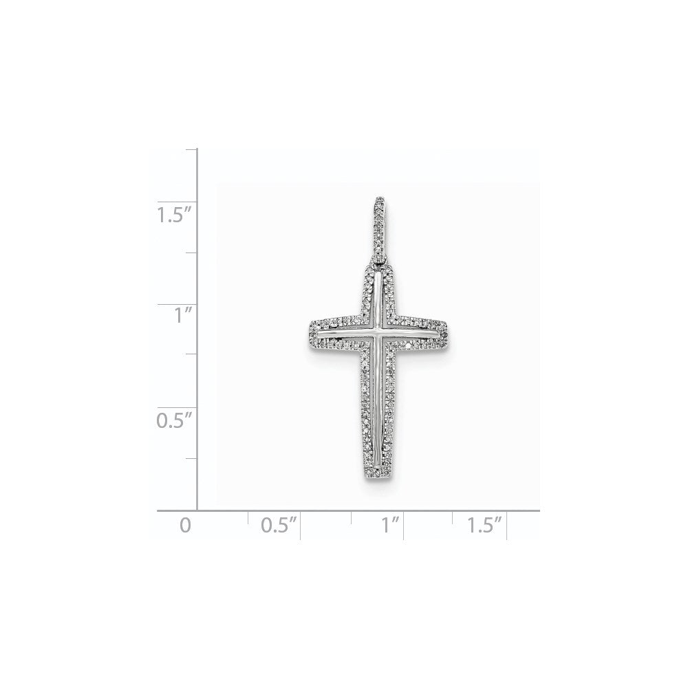 14k White Gold Real Diamond Cross Pendant
