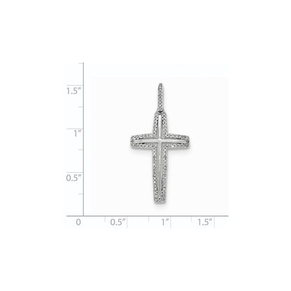 14k White Gold Real Diamond Cross Pendant