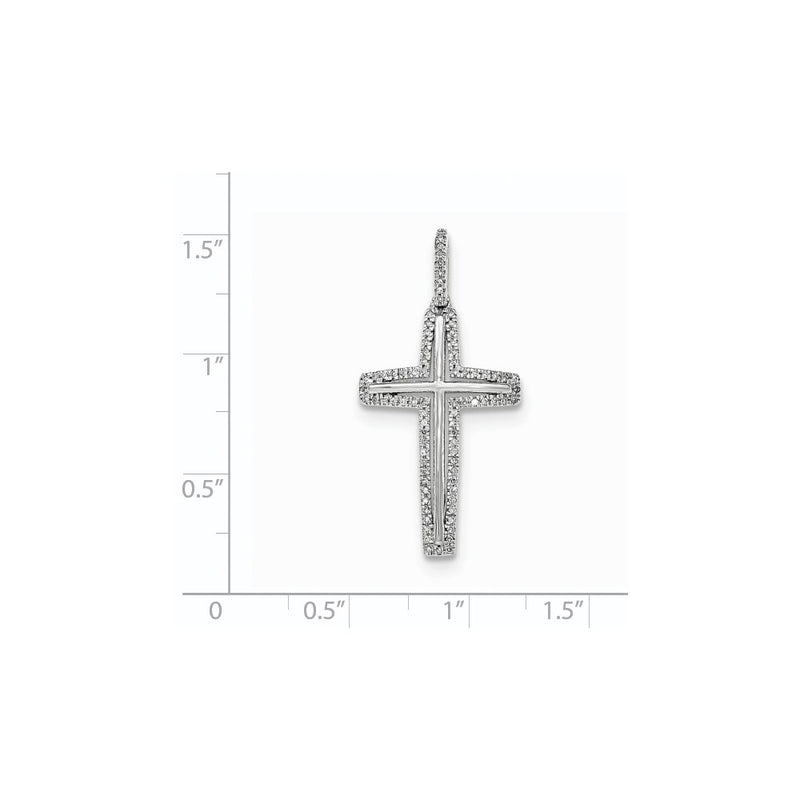 14k White Gold Real Diamond Cross Pendant