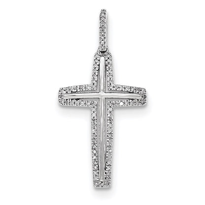 14k White Gold Real Diamond Cross Pendant