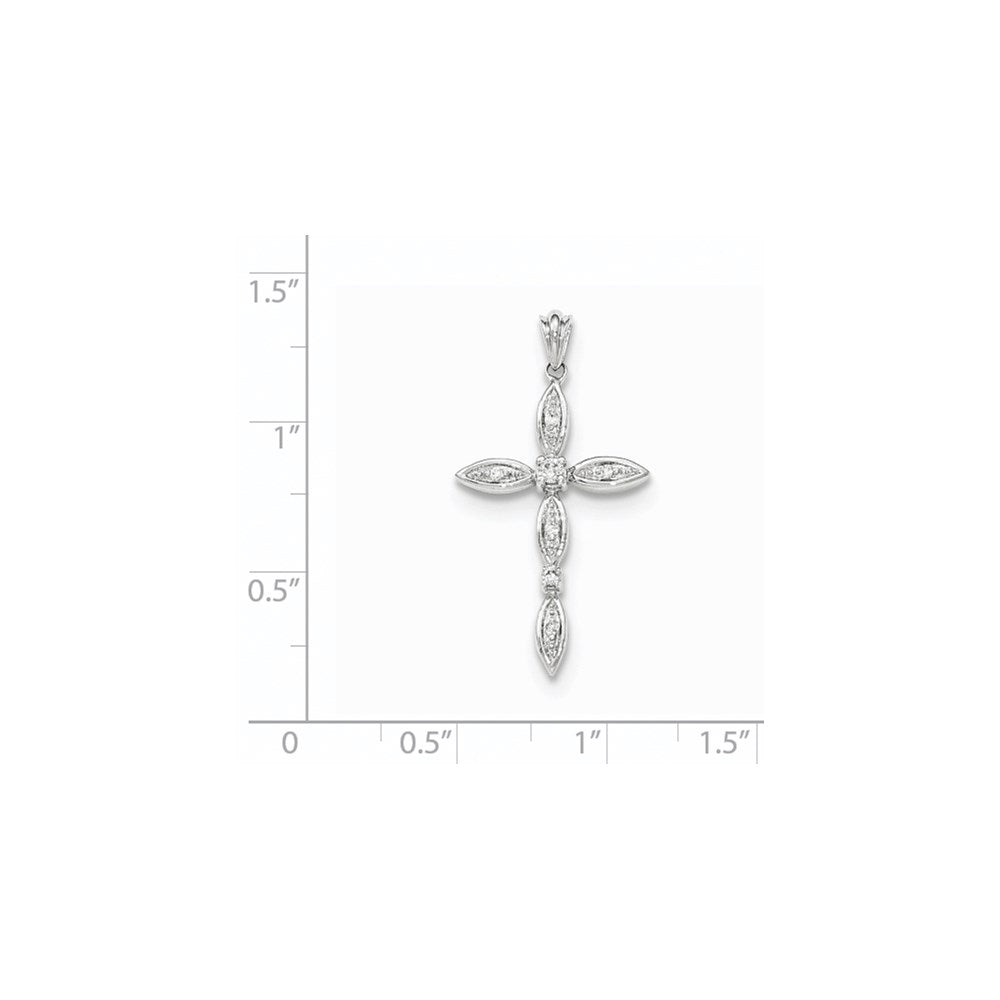 14k White Gold Real Diamond Cross Pendant
