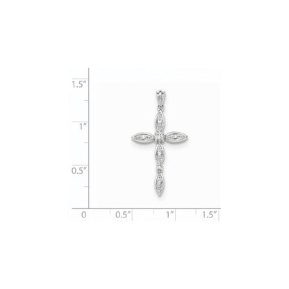 14k White Gold Real Diamond Cross Pendant
