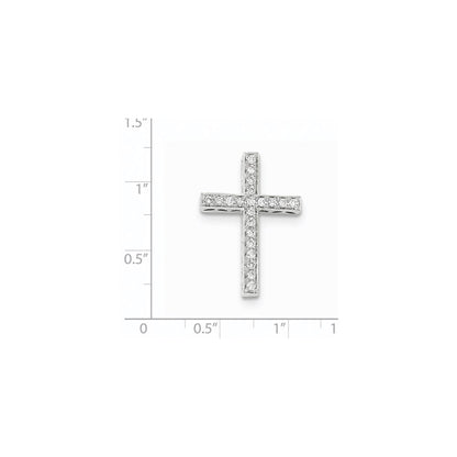 14k White Gold Real Diamond Cross Chain Slide Pendant