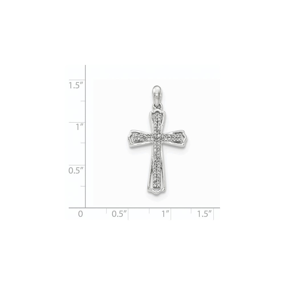 14K White Gold Real Diamond Cross Pendant