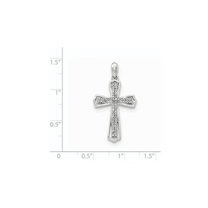 14K White Gold Real Diamond Cross Pendant