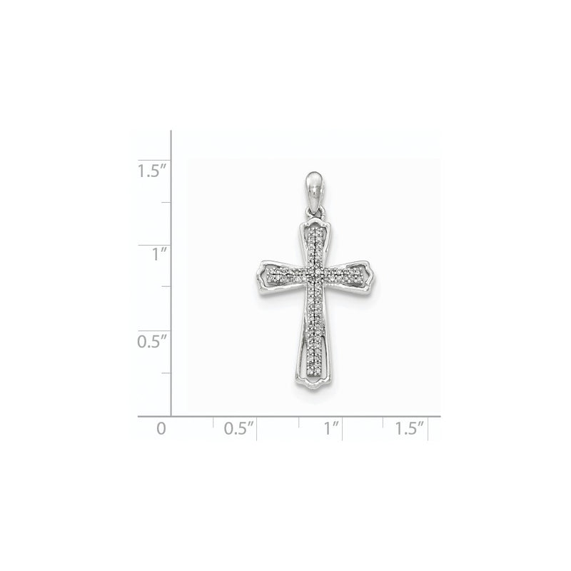 14K White Gold Real Diamond Cross Pendant