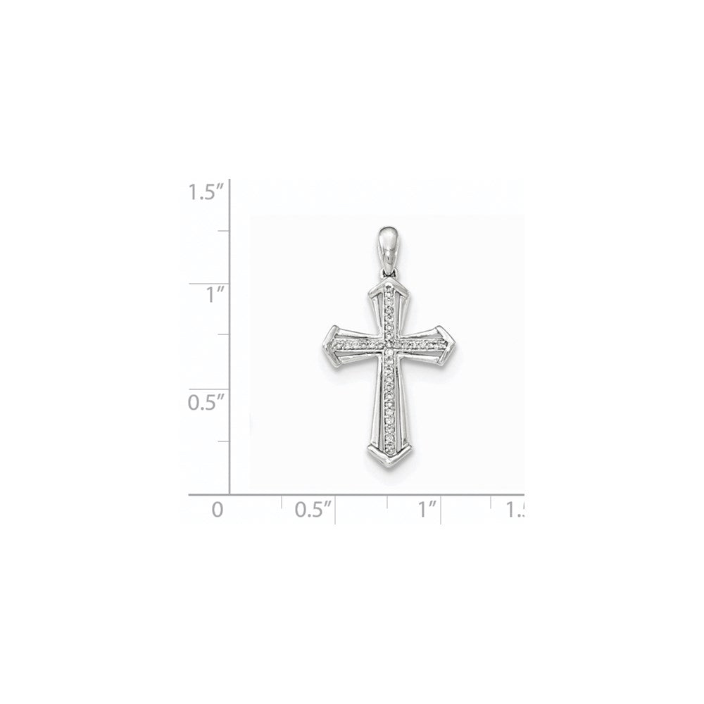 14K White Gold Real Diamond Cross Pendant