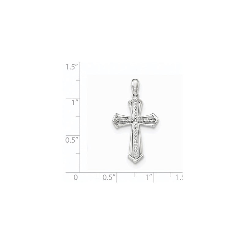 14K White Gold Real Diamond Cross Pendant