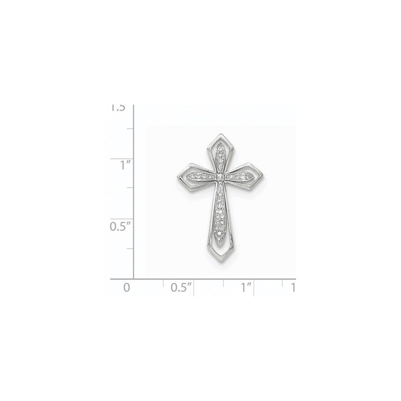 14k White Gold Polished Real Diamond Cross Chain Slide Pendant