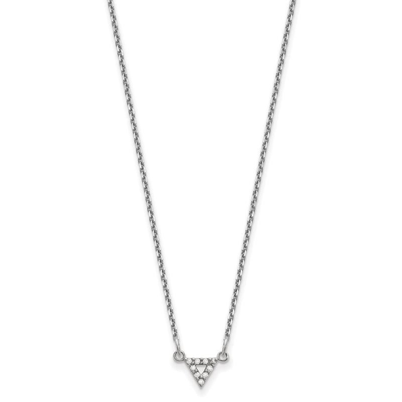 14k White Gold VS Quality Real Diamond 6mm Triangle Necklace