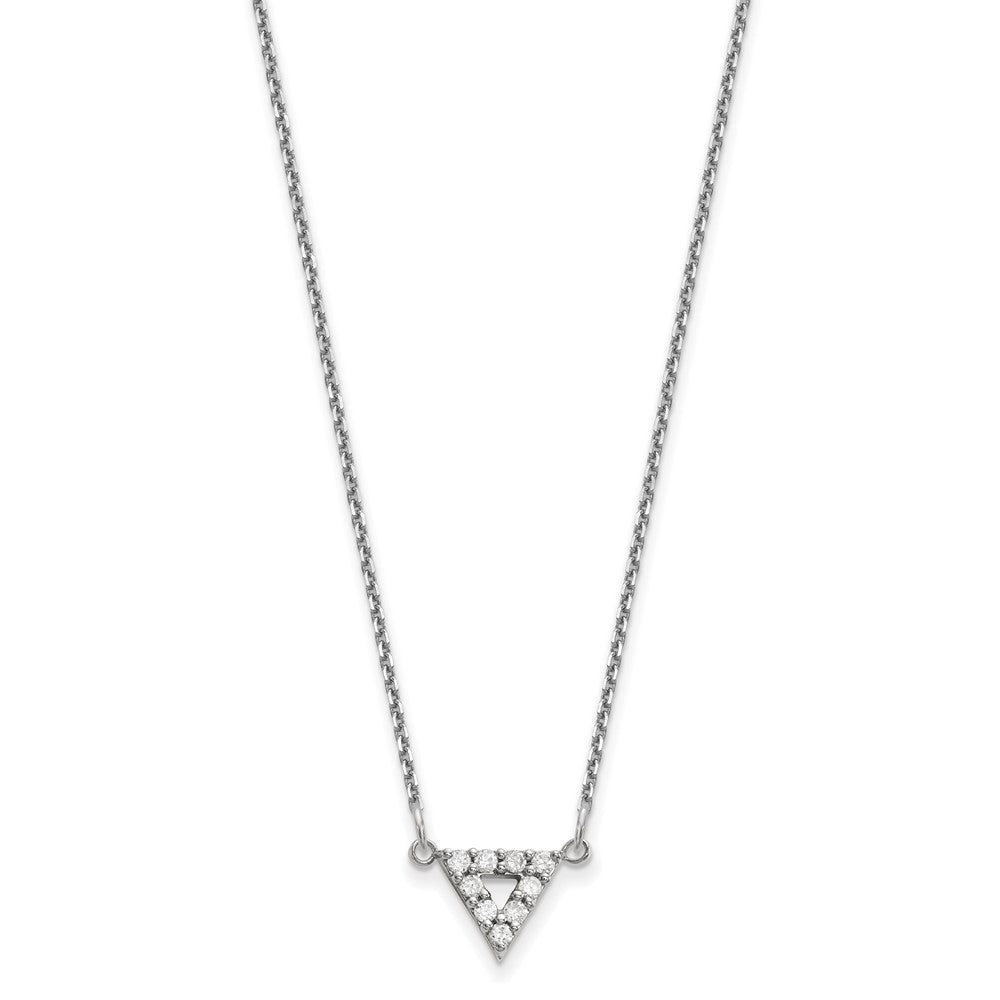 14k White Gold VS Quality Real Diamond 9mm Triangle Necklace