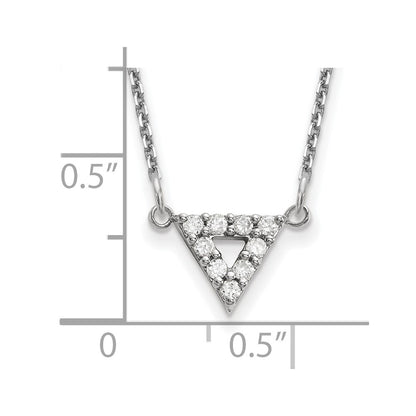14k White Gold VS Quality Real Diamond 9mm Triangle Necklace