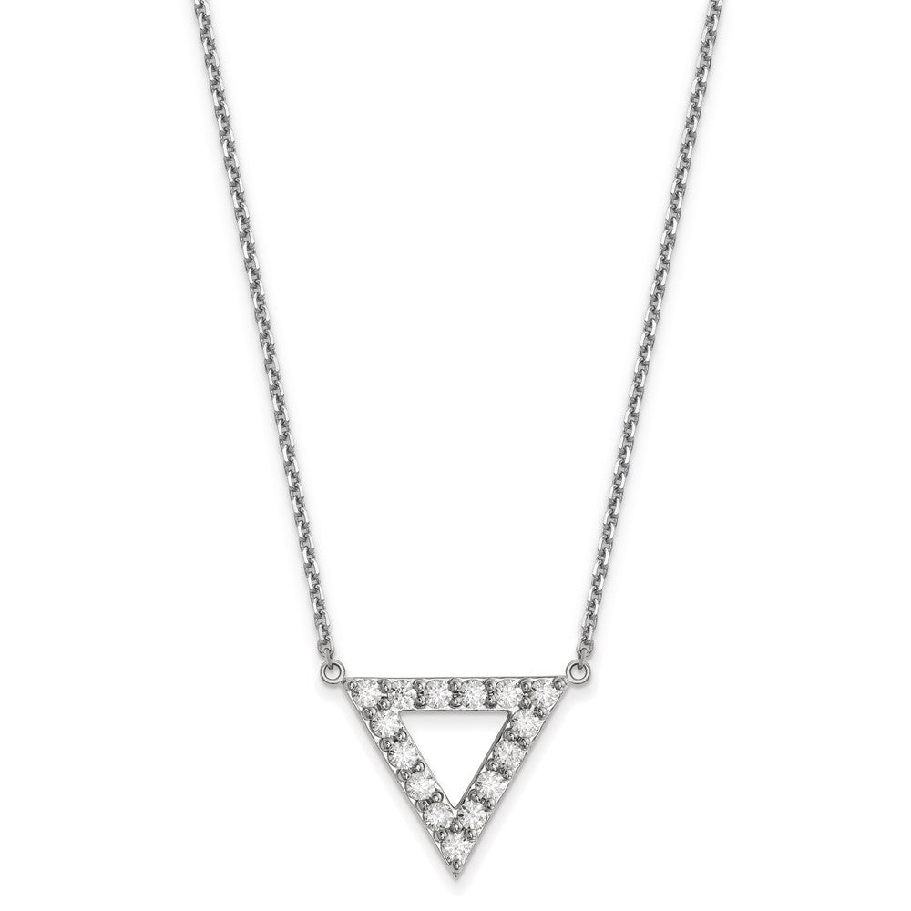 14k White Gold VS Quality Real Diamond 20mm Triangle Necklace