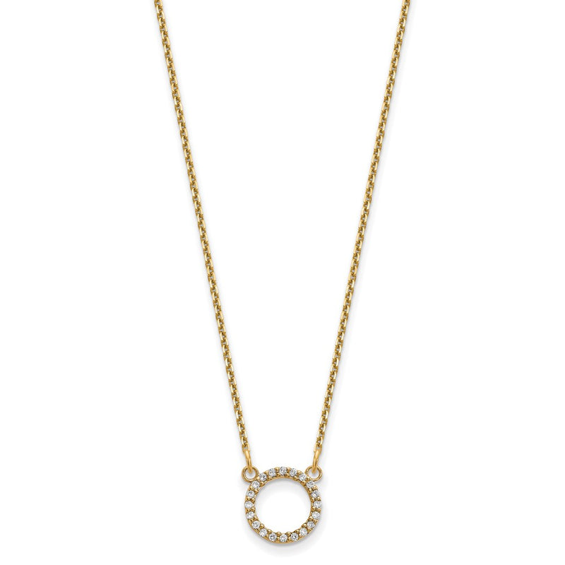 14k yellow gold real diamond open circle necklace xp5027aa