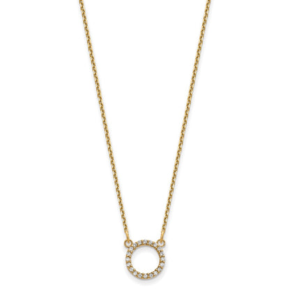 14k yellow gold real diamond open circle necklace xp5027vs