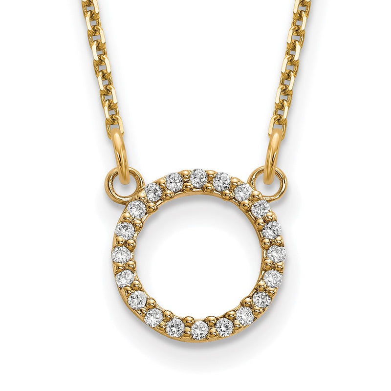 14k yellow gold real diamond open circle necklace xp5027a