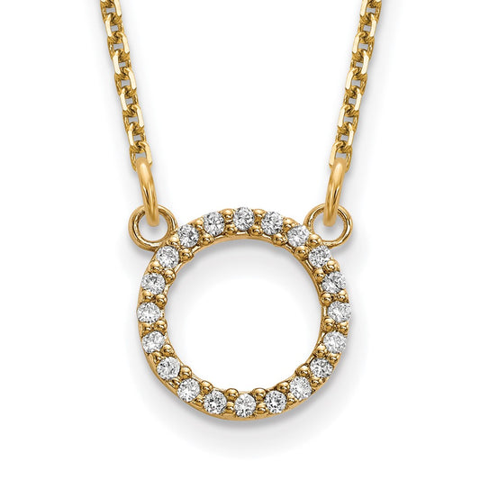 14k yellow gold real diamond open circle necklace xp5027vs