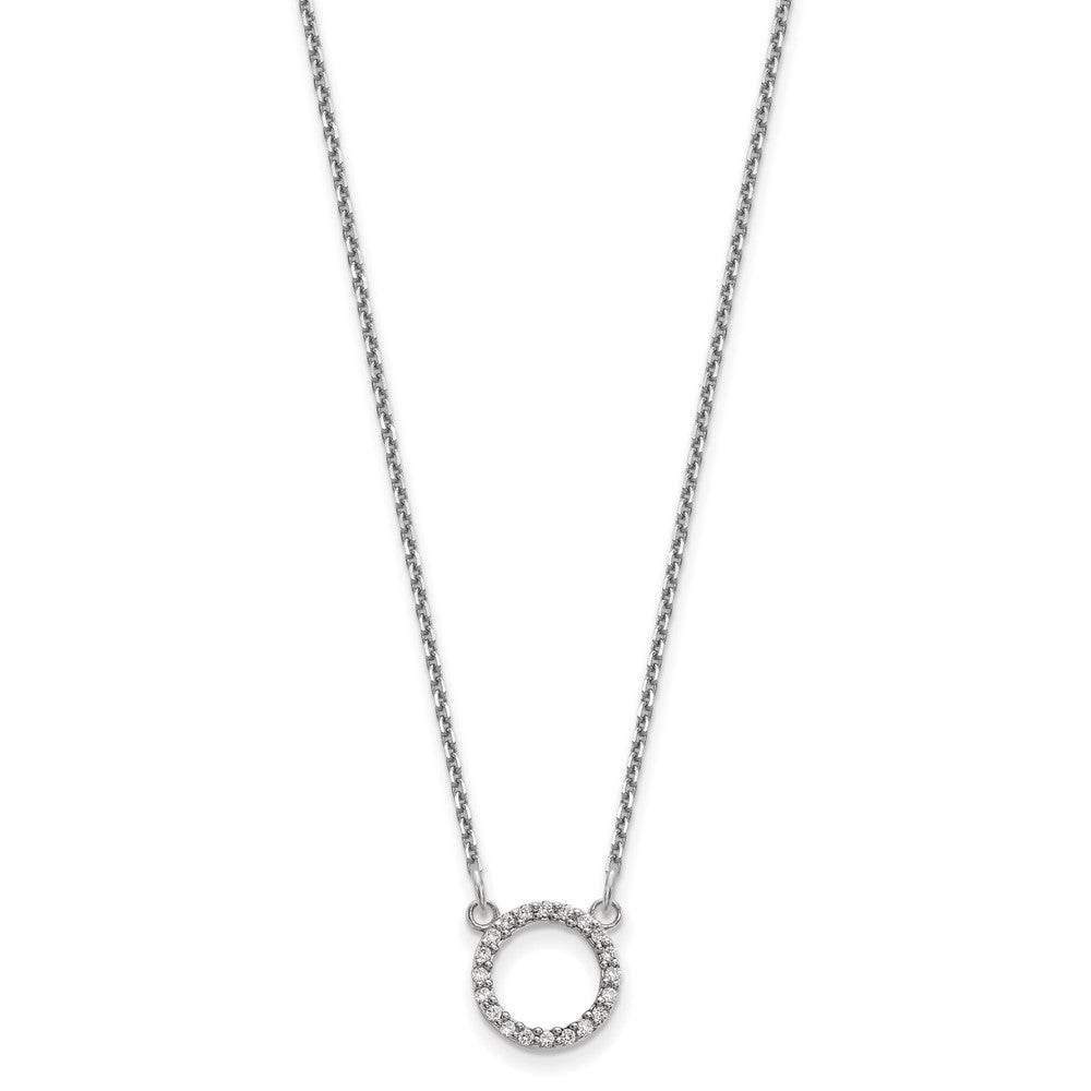 14k white gold real diamond open circle necklace xp5027wa