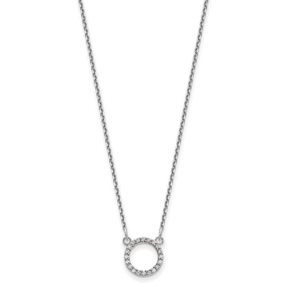 14k white gold real diamond open circle necklace xp5027wa