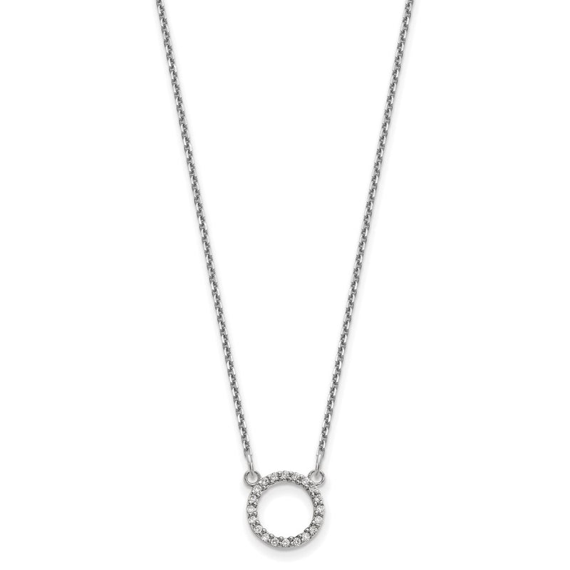 14k white gold real diamond open circle necklace xp5027waa