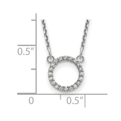 14k White Gold Real Diamond Open Circle Necklace