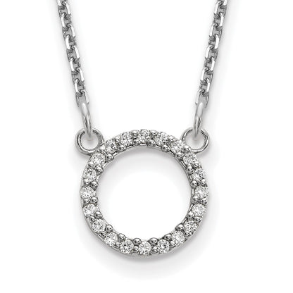 14k white gold real diamond open circle necklace xp5027wa