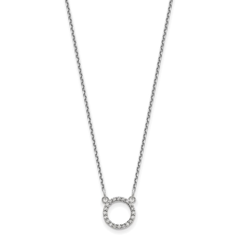 14k White Gold Real Diamond Open Circle Necklace