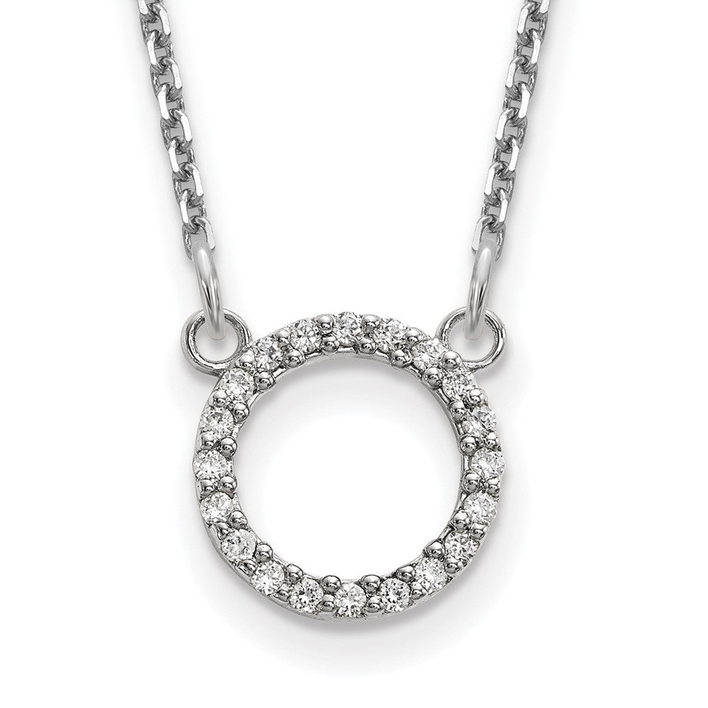 14k White Gold Real Diamond Open Circle Necklace