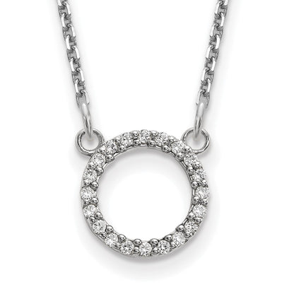 14k White Gold Real Diamond Open Circle Necklace
