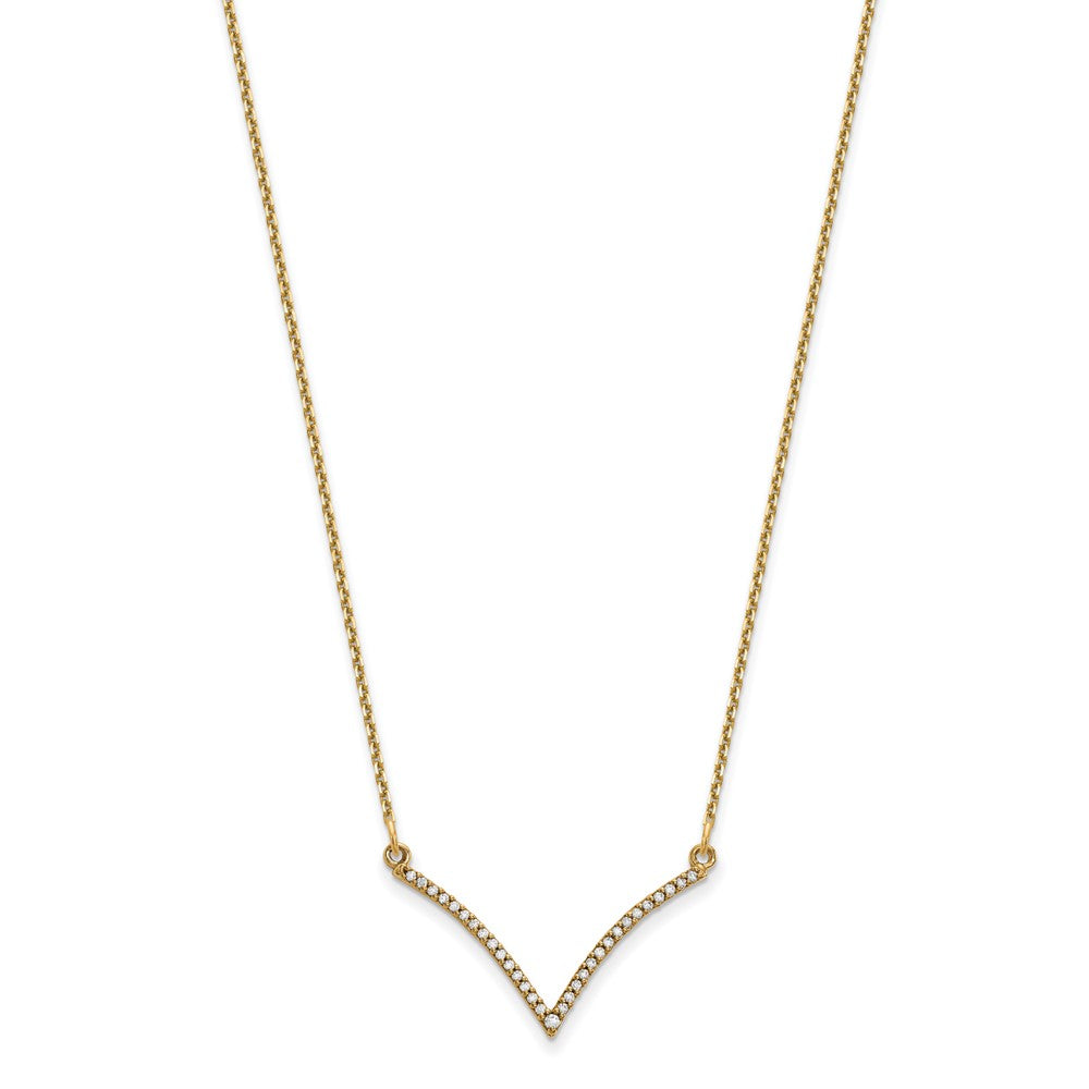 14k yellow gold real diamond v necklace xp5028aa