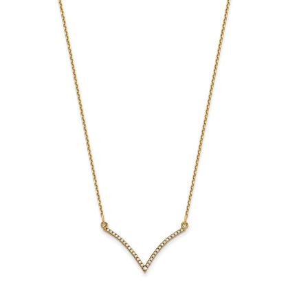 14k yellow gold real diamond v necklace xp5028aa