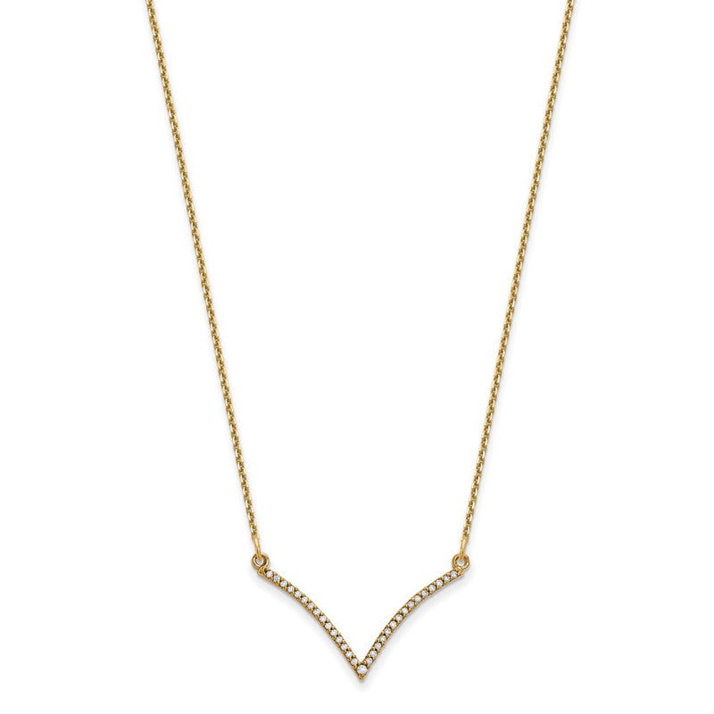 14k yellow gold real diamond v necklace xp5028aaa
